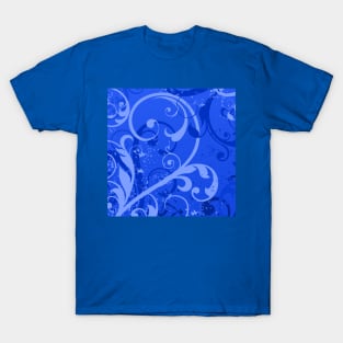 Blue Floral Art T-Shirt